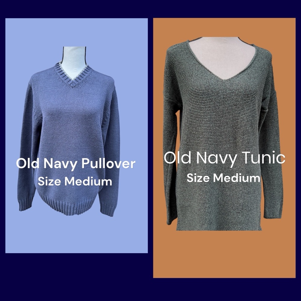 2 Old Navy Womens’s Pullover Sweaters, Size Medium, Blue & Green